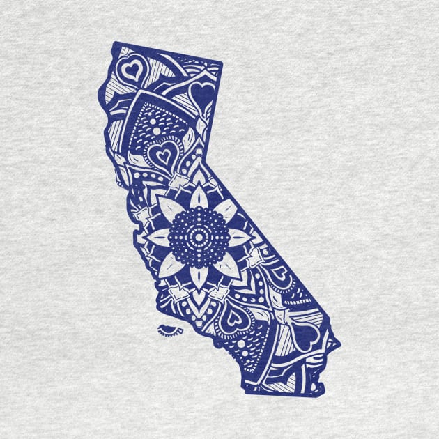 Blue California State Gift Mandala Yoga CA Art by Get Hopped Apparel